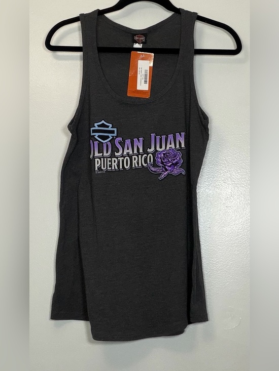 Harley-Davidson Tops - 🆕 Harley-Davidson Women's Dark Gray Tank with Purple Text & Rose